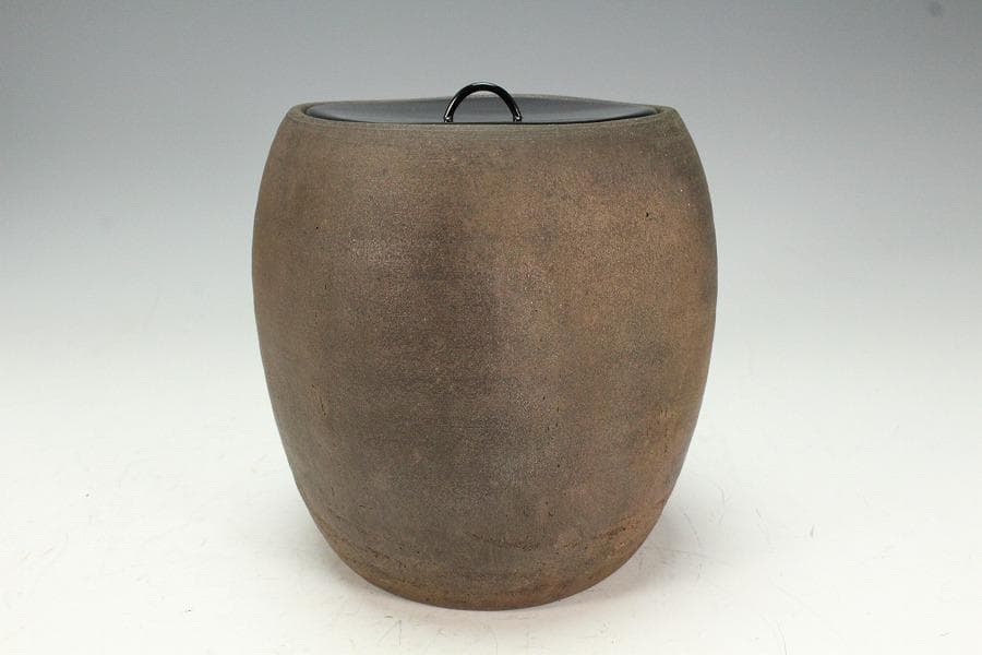 古美術 古備前 胴張 水指 塗蓋 時代物 良箱 茶道具(K-XA784)