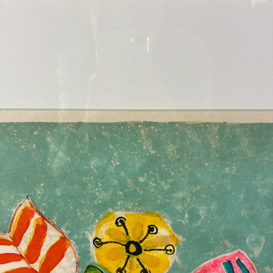 美品 ポール・アイズピリ「水差しの花束」リトグラフ 直筆サイン入 額縁入り