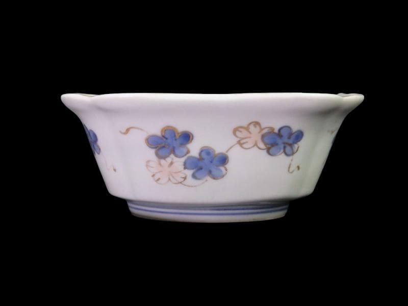 古伊万里 金襴手 窓絵 牡丹に獅子 松竹梅の図 四方角向付 B334AS-CVd