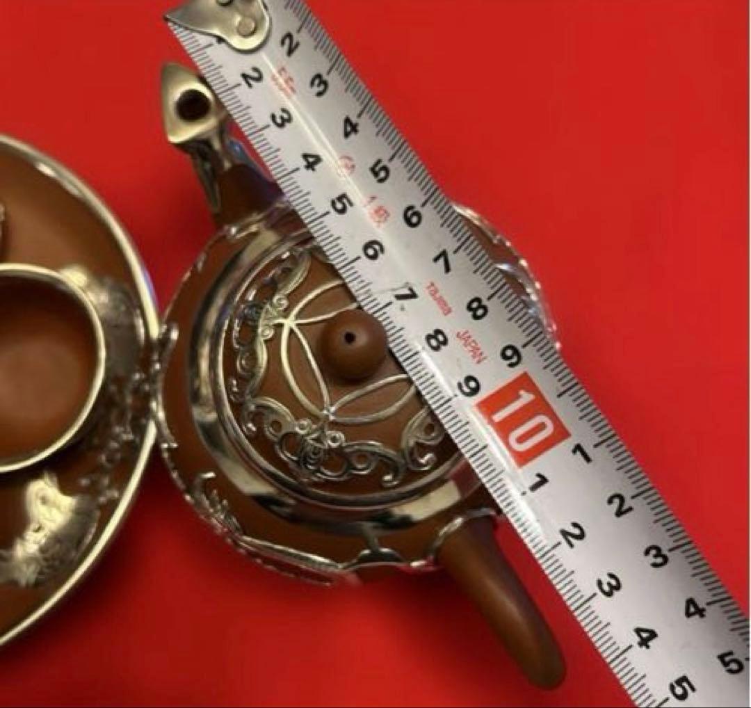 セール中‼️中国 宜興 紫砂 急須 茶器セット 錫装飾 ティーセット