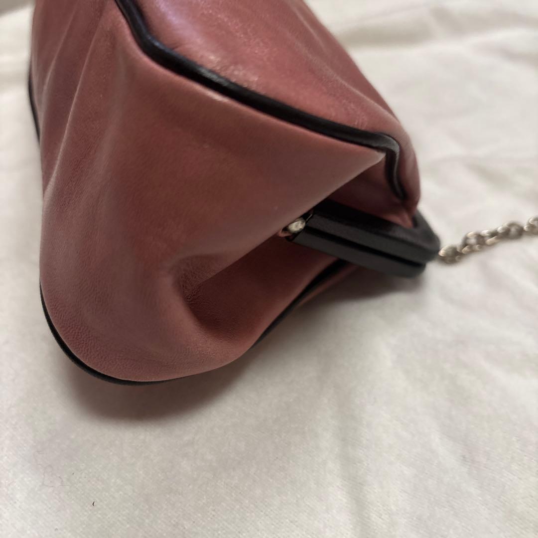 PRADAプラダ　ビンテージお洒落チェーンショルダーバッグ　革ピンク系美品