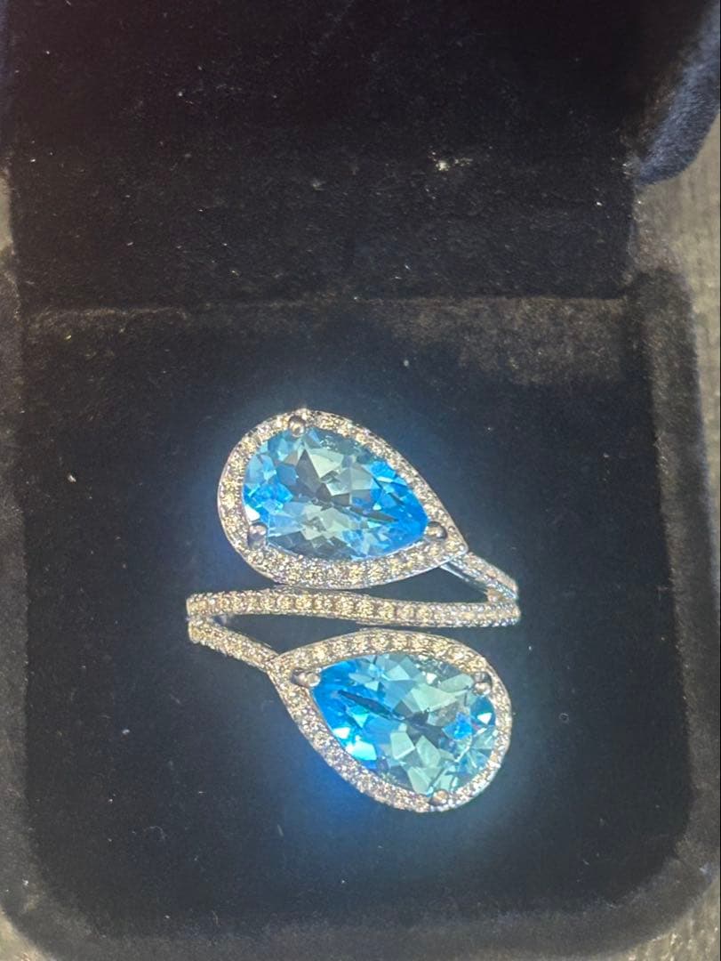 ハートちゃん❣️天然ブルートパーズデザインリング16 18号