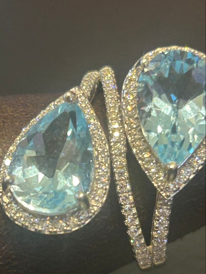 ハートちゃん❣️天然ブルートパーズデザインリング16 18号