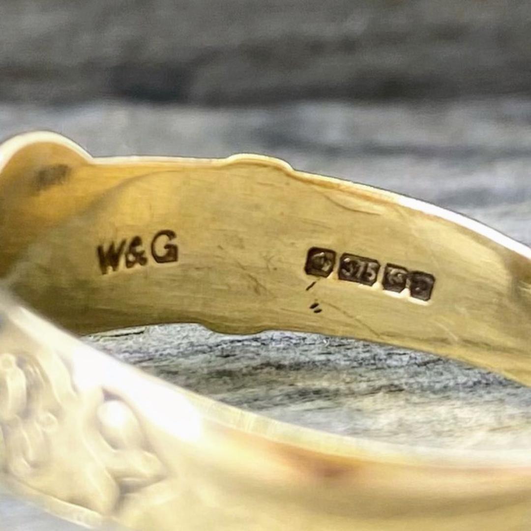 【希少】英国 アンティーク 9K ゴールド バックルリング 18号 1989年