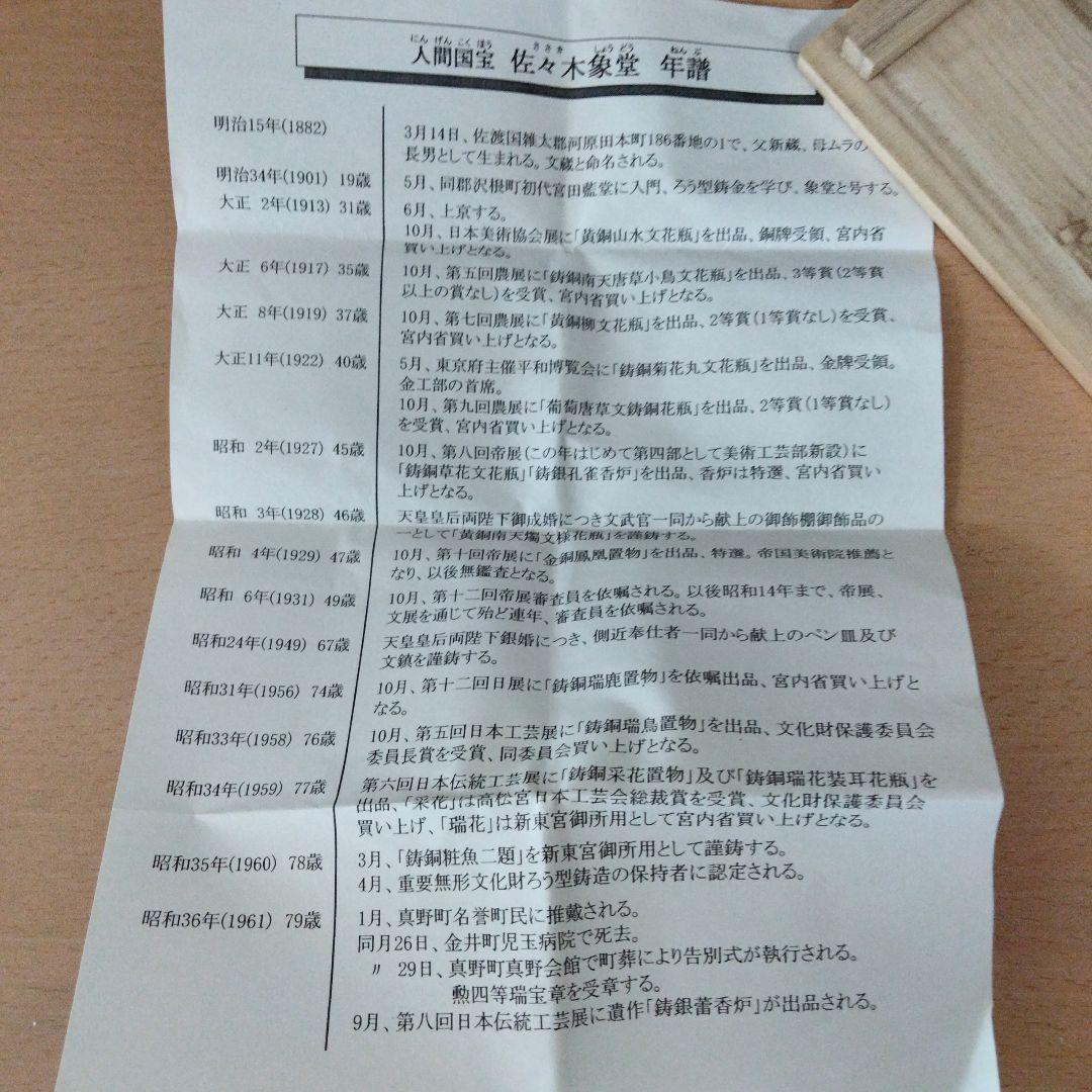 【人間国宝】煎茶茶托　佐々木象堂写し　鬼瓦茶托　鋳銅製　５客揃　箱付　黄布付