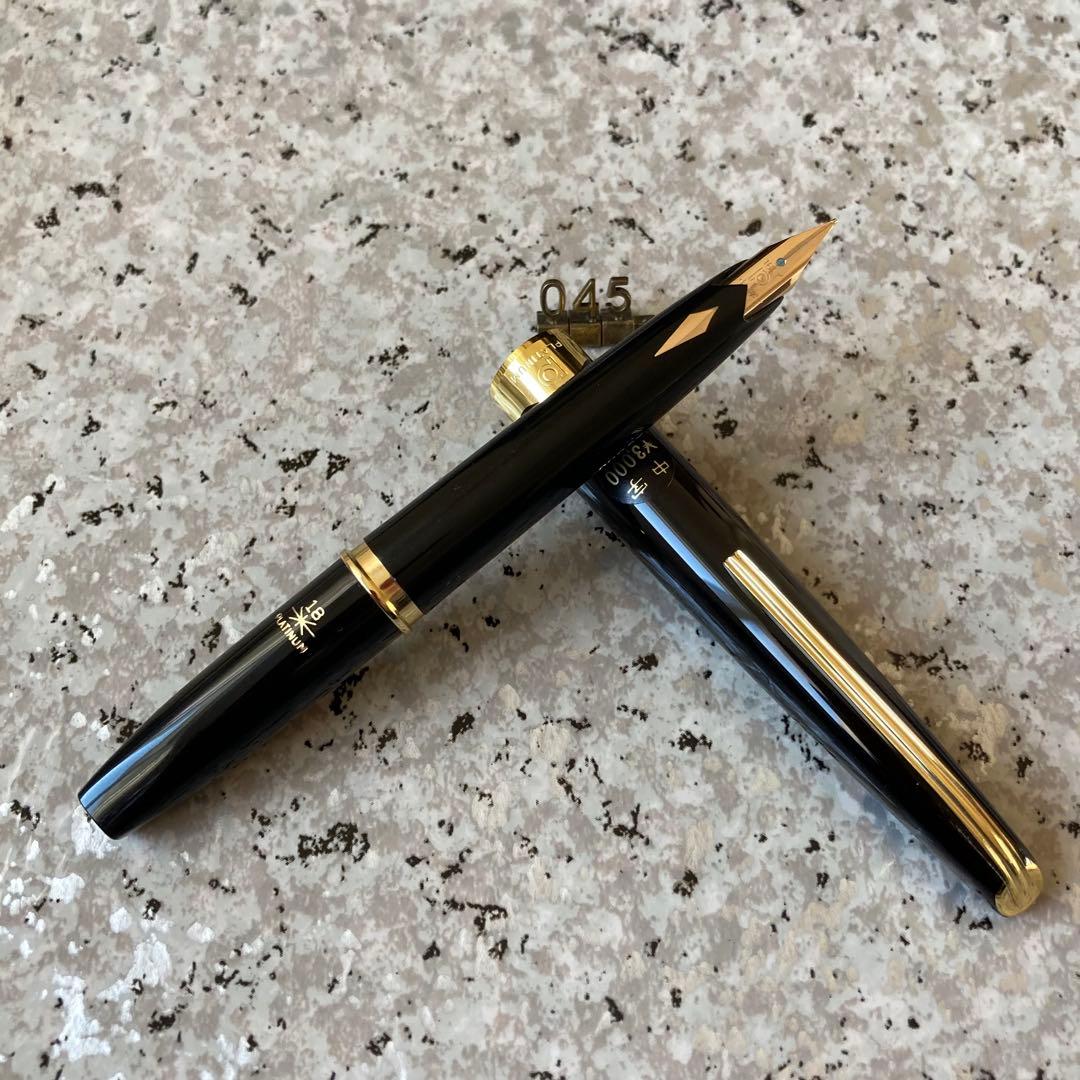 045 オーバーホール済み 万年筆 プラチナ 象嵌 ポケット ショート18k