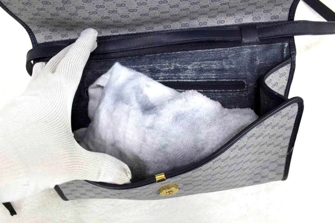 オールドグッチ　ショルダーバッグ グレー ネービー