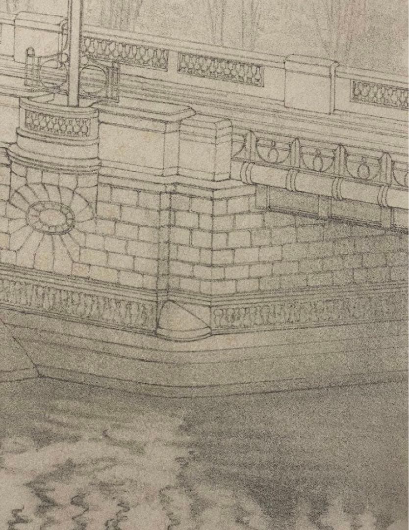 真作」田渕俊夫「旅の窓からⅧ-Ⅵ橋」銅版画 53/80 1996