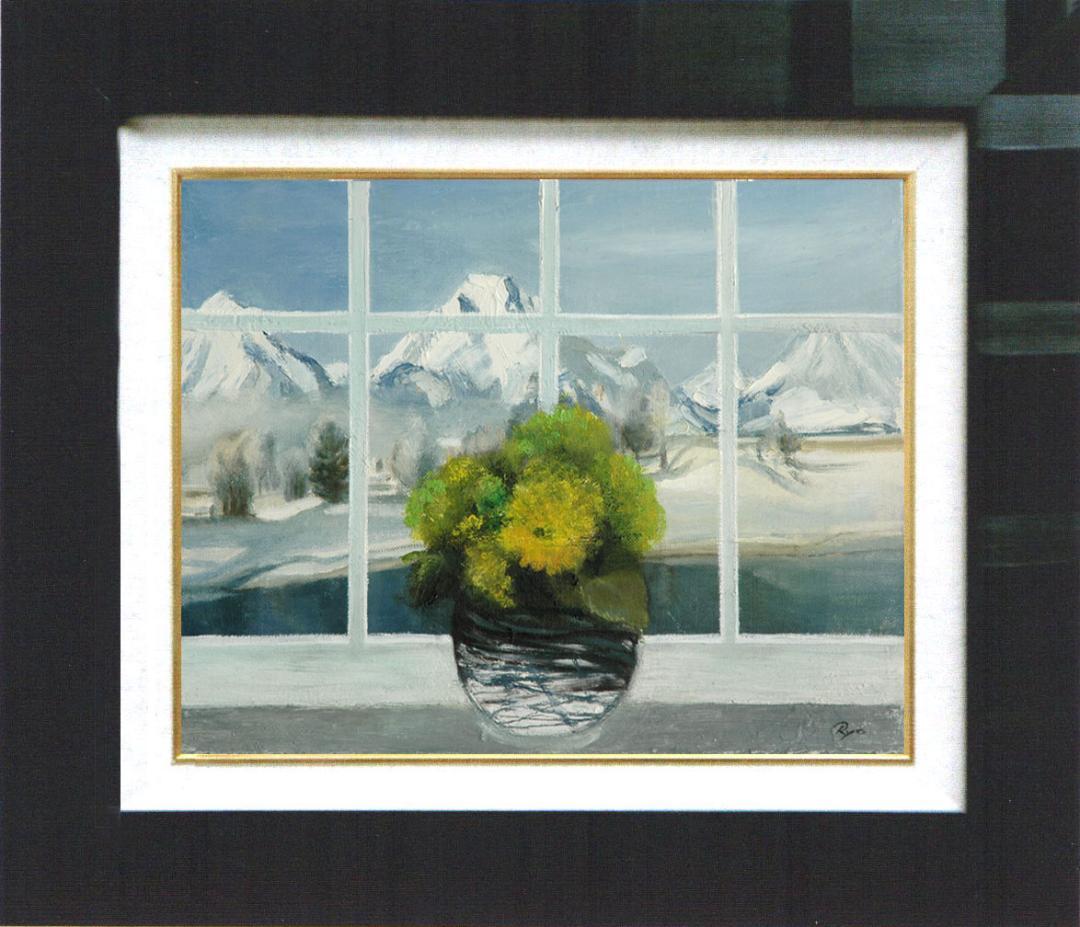 油絵 菅家令子 絵 絵画 インテリア 額付(銀) 油絵 F4-070602 花