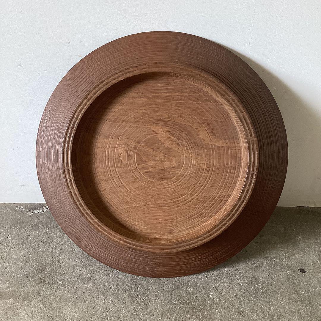 直径38cm 桑の木の器 木のプレート くり抜き盆 ろくろ引き 当時物