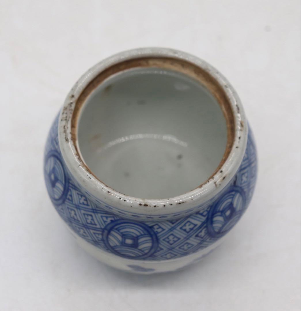 中国 染付 茶入 古壺 アンティーク 送料込み1021