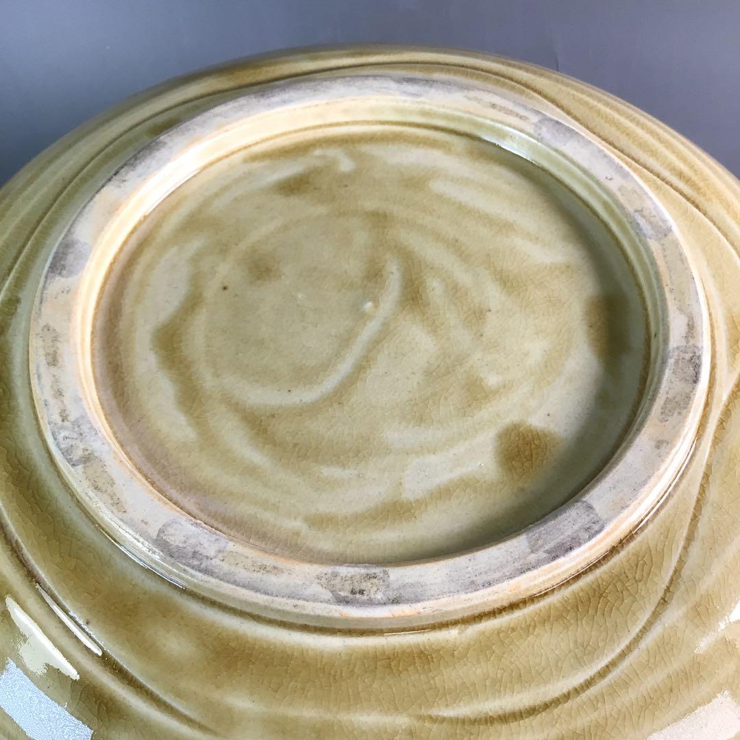 Ｒ７４３　水指　『閑静庵　加藤愛助造』『黄瀬戸』『平水指』　共箱　茶道具