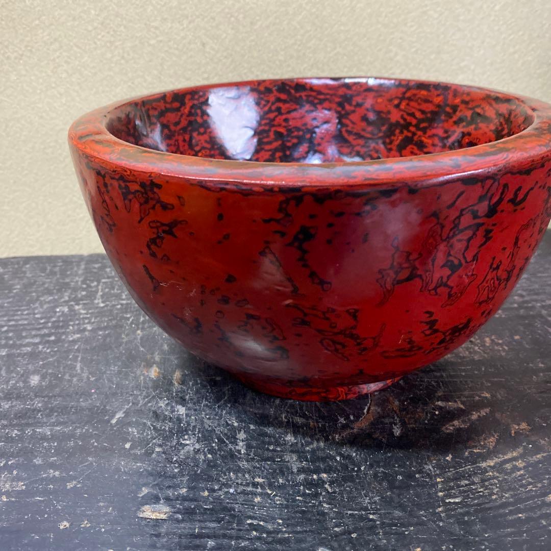 漆器製 赤黒模様 ボウルKG