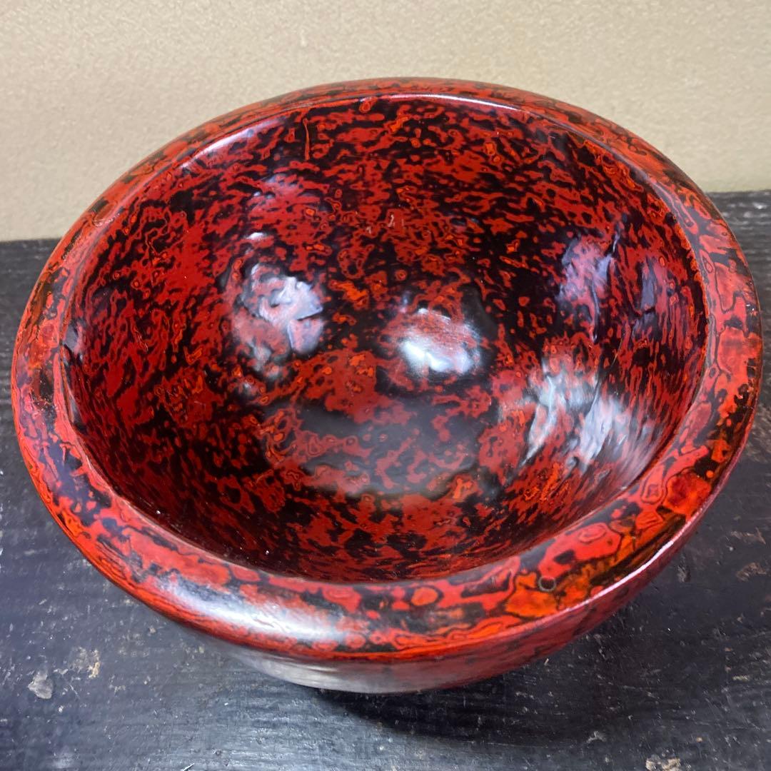 漆器製 赤黒模様 ボウルKG