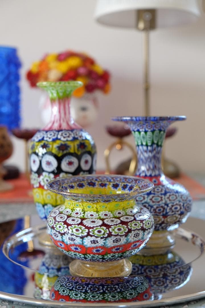 イタリア 民藝 ミルフィオリ 花瓶 検)ワイングラス 皿 江波冨士子 舩木倭帆