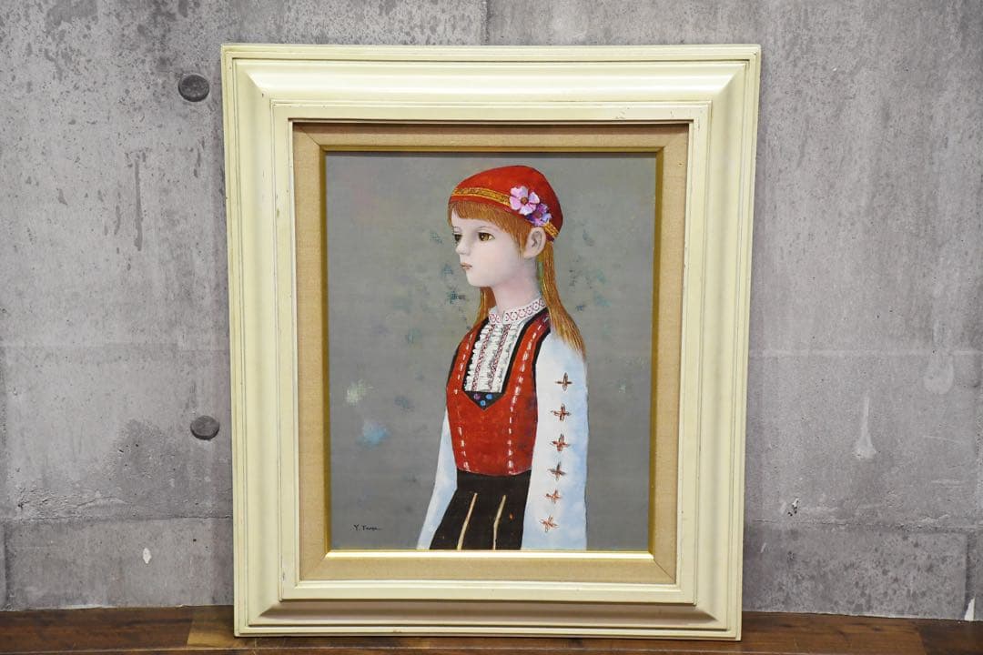 DIK100 田屋幸男 「ギリシャの少女 」 F6号 真作 油彩 人物画 額装 DIK100 田屋幸男 「ギリシャの少女 」 F6号 真作 油彩 人物画 額装