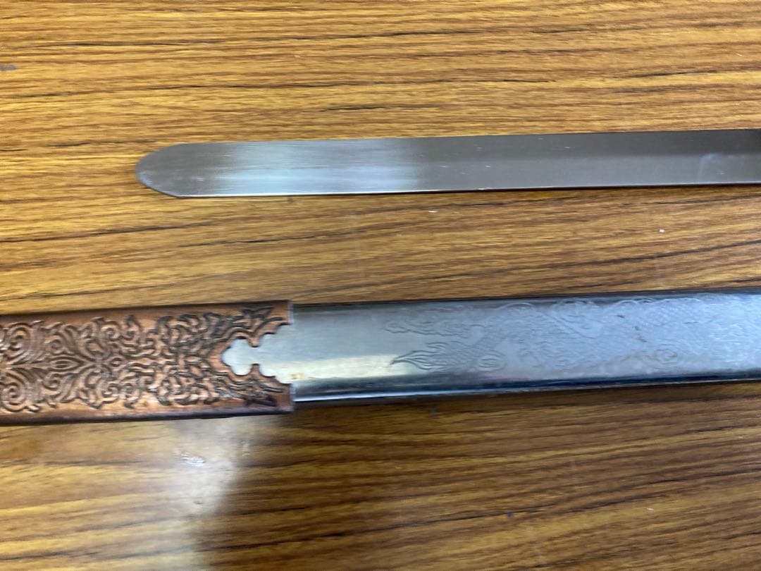 中国 剣 模造刀 鞘付き 全長約98cm 刃渡り約69㎝ 太極剣 昭和レトロ