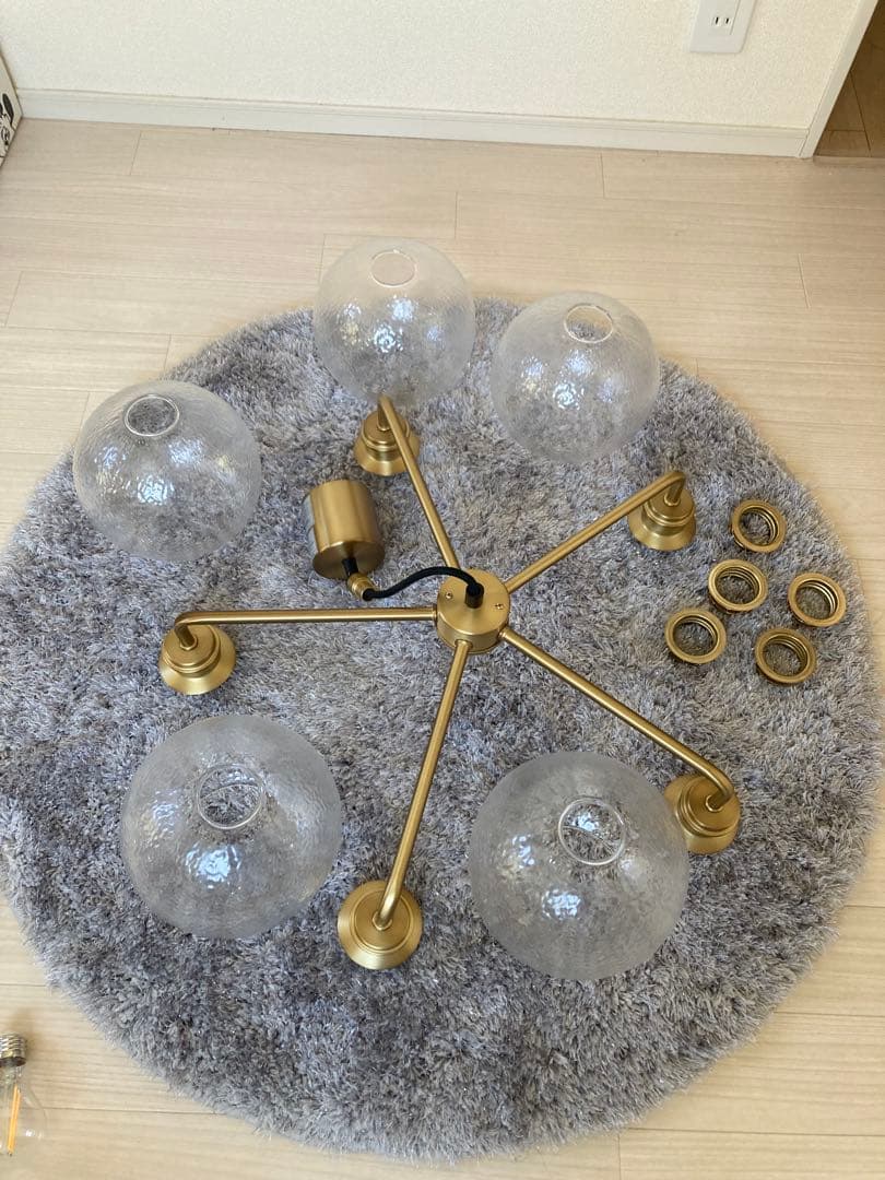 ニトリ ガラスペンダントライト 5灯 ゴールド 安い 通販