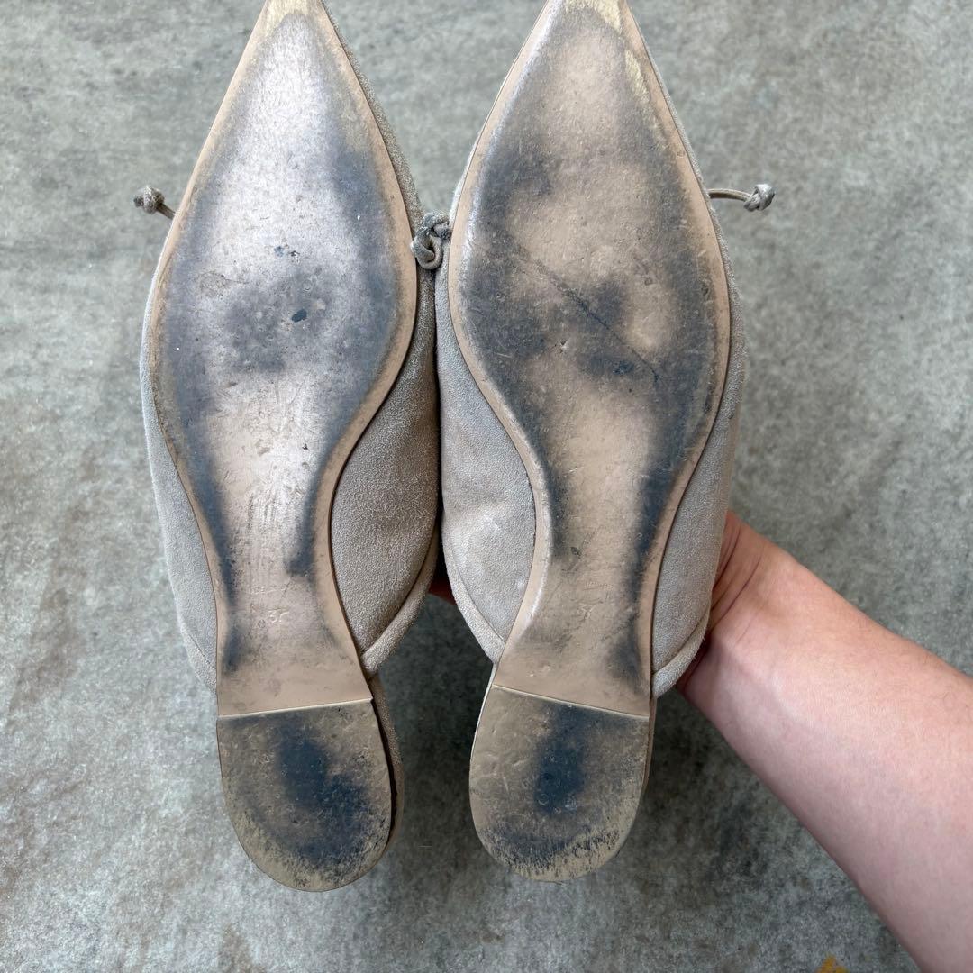 PIPPICHIC ベージュ リボン付きミュール　37