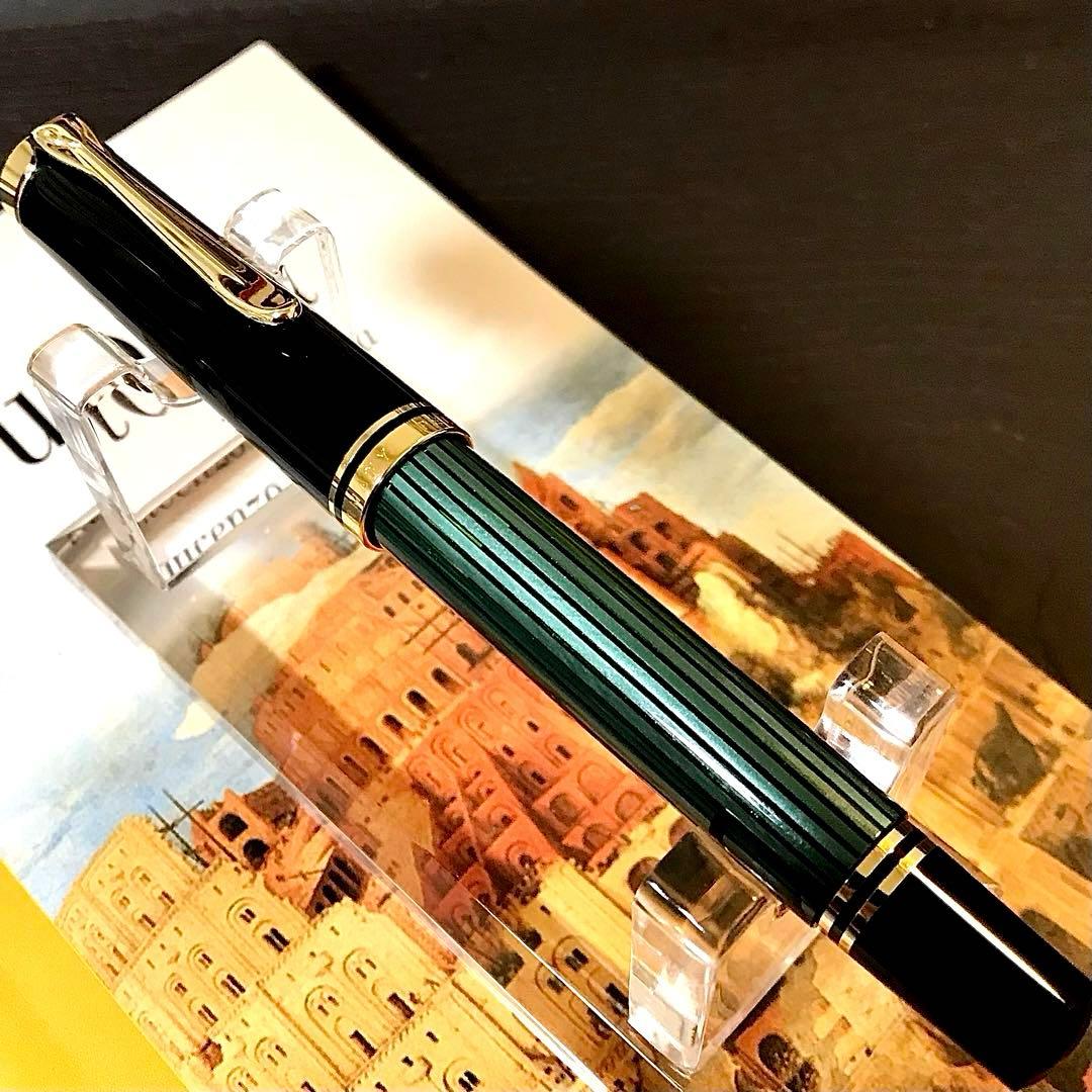 ☆お勧め☆美しいペリカン万年筆スーベレーンM400グリーン縞(EF)☆極上美品