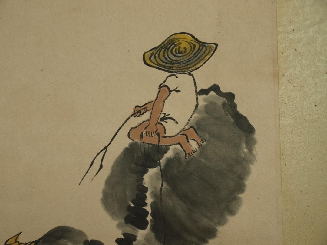 骨董掛け軸】人物図中国明時代 继貞第作肉筆 掛け軸捲り BD167A8-3