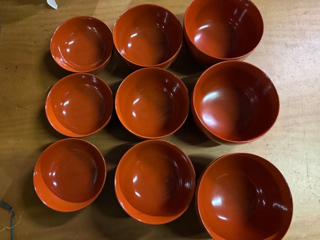 漆器 椀 9個セット オレンジ - メルカリ