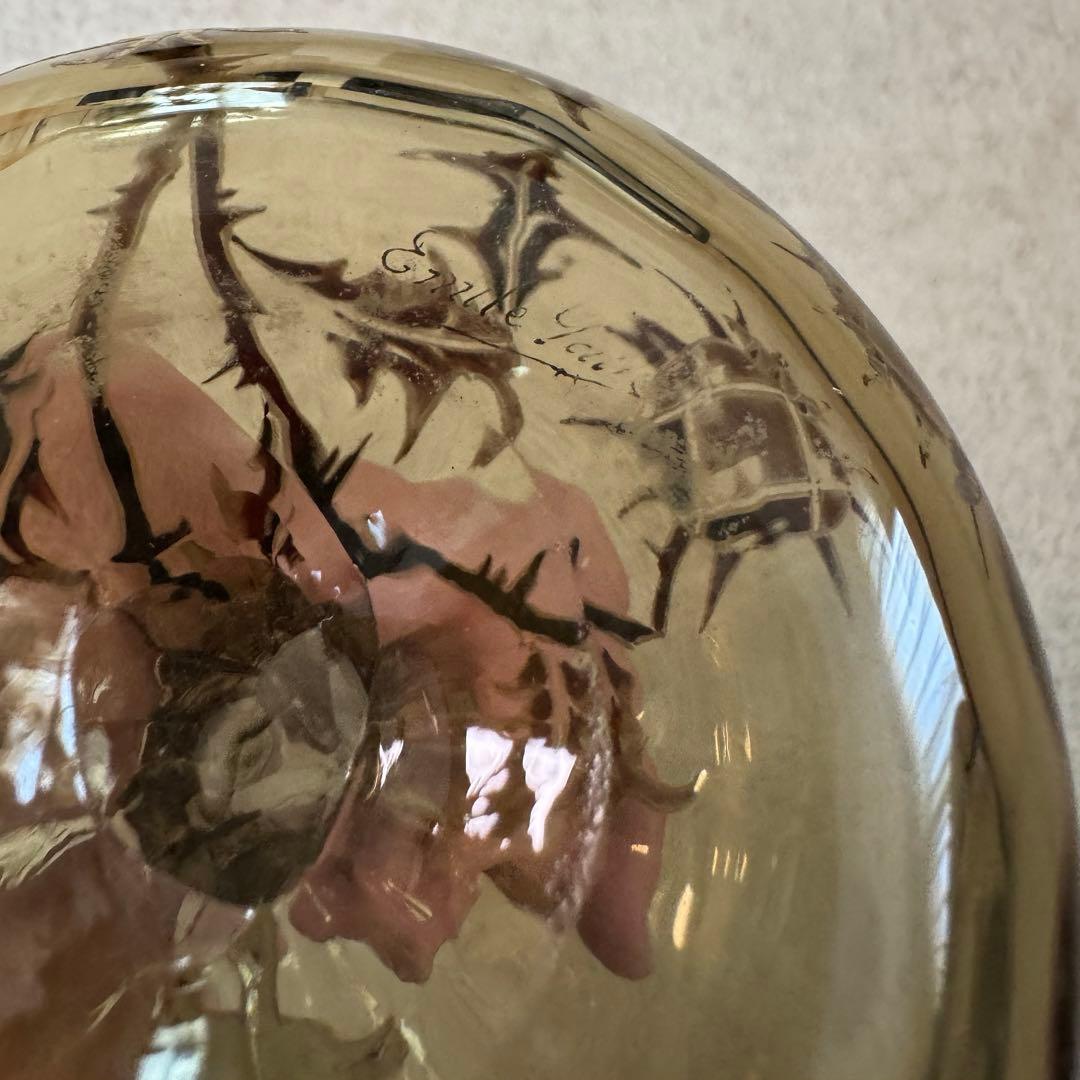 本物保証 エミール•ガレ エナメルガラス花瓶 約1890年 骨董 稀少品 共