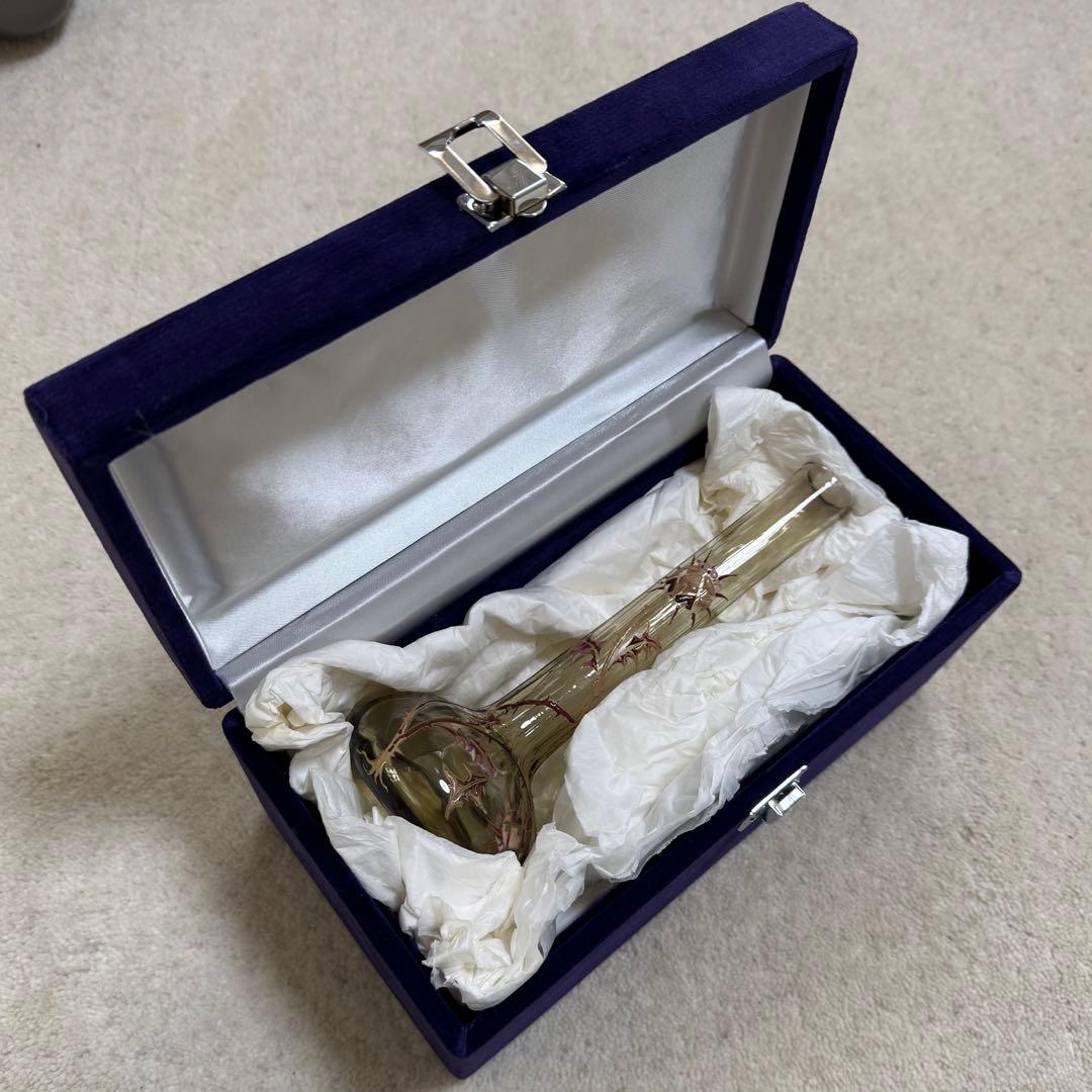 本物保証 エミール•ガレ エナメルガラス花瓶 約1890年 骨董 稀少品 共
