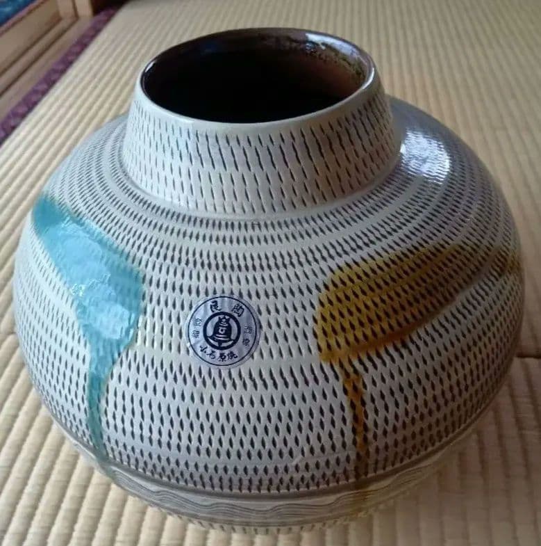 美品】【ほぼ未使用】小鹿田焼 小石原焼 壺 花瓶 陶芸 陶器 飛びかんな