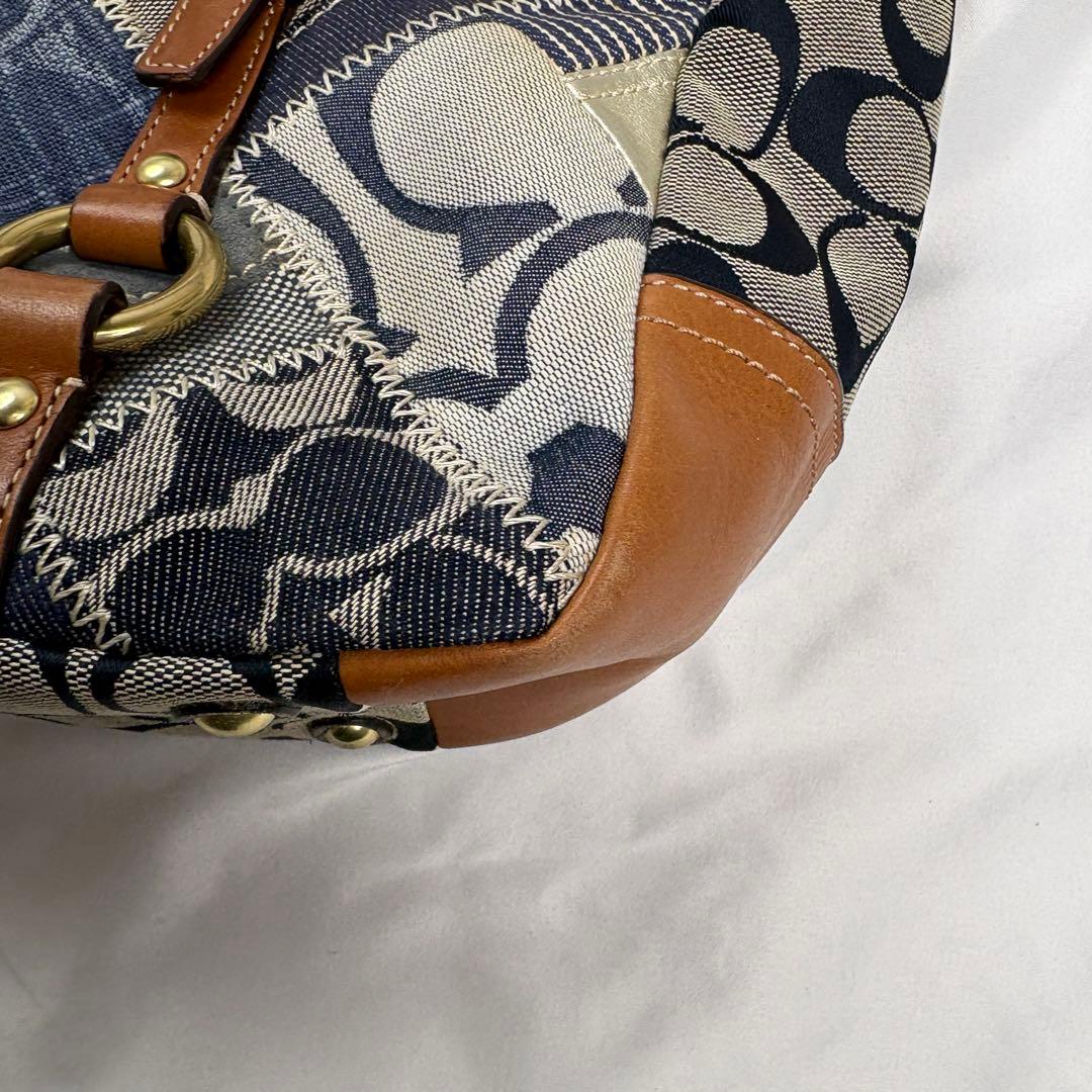 バッグ COACH denim patchwork tote bag