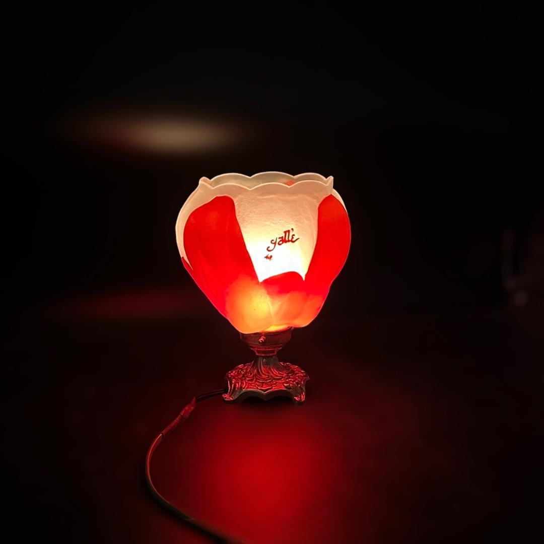 エミールガレ フラワー型 卓上照明 技法スフレ 被せガラス 高さ22