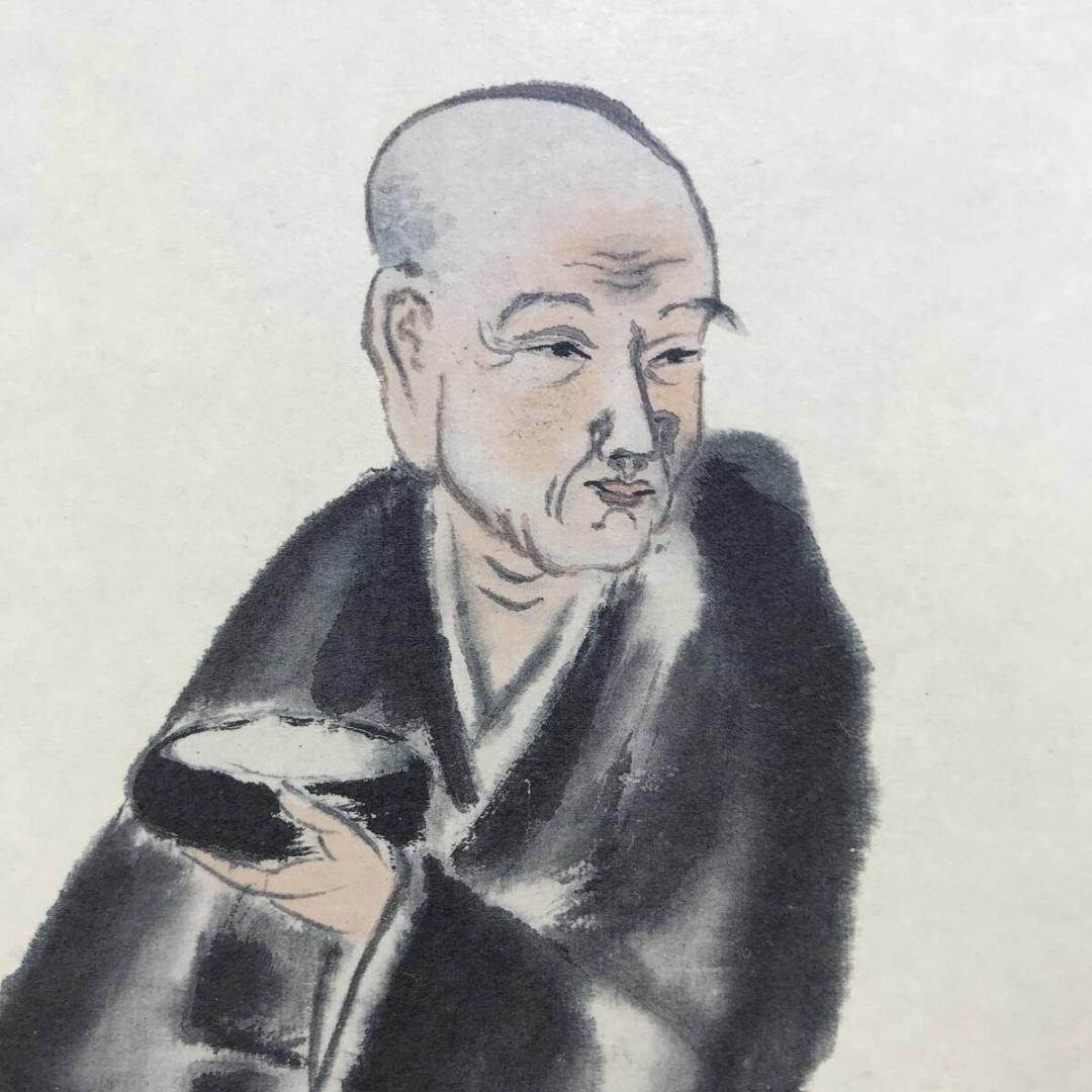 複製/亀田鵬斎/良寛賛/良寛と子供の図/工芸品/掛軸/名家伝来/AK-