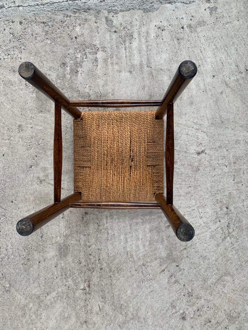 アンティーク ラッシュ スツール 縄編み チェア 民芸家具 椅子 No.4