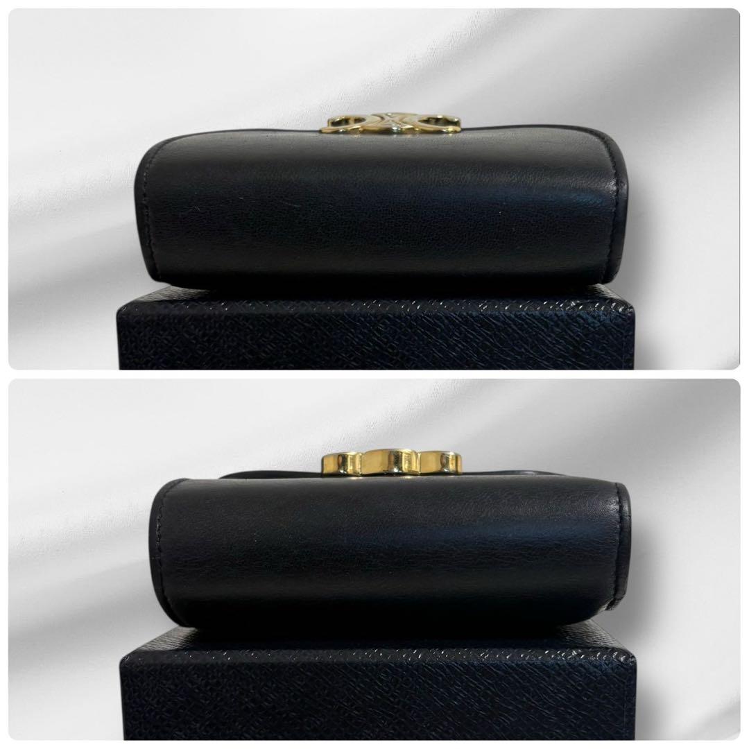 極美品✨ CELINE セリーヌ トリオンフ ブラック レザー 三つ折り 財布