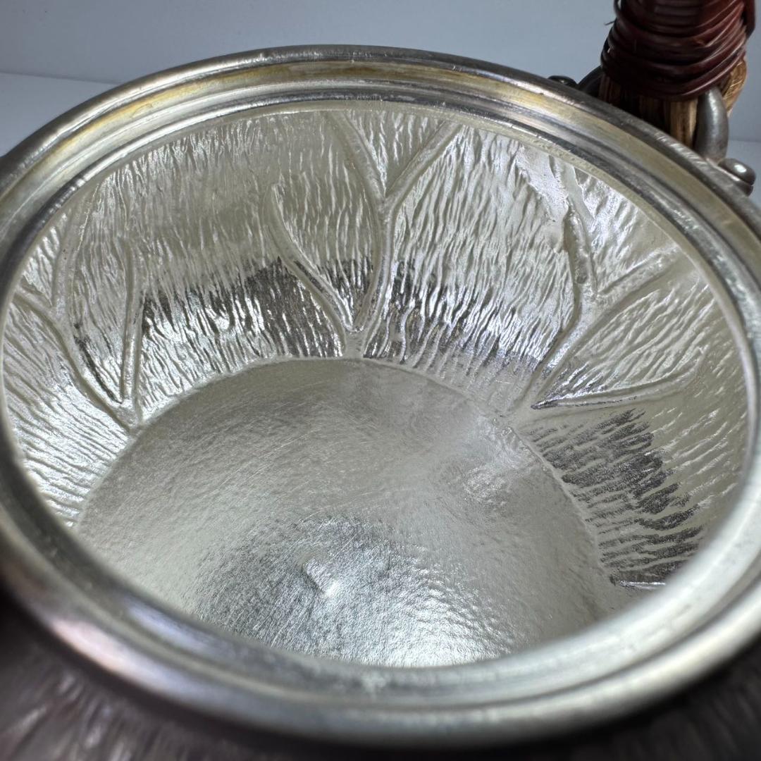 純銀製 薬缶 貴石摘 藤手 銀瓶 美術品 煎茶 純銀保証 純銀製