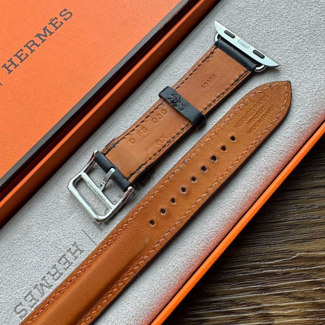 2528 Apple Watch エルメス インディゴ クレ オレンジ 二重