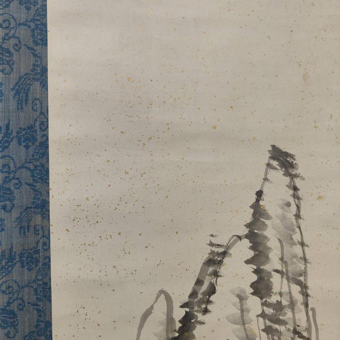 真作/幕末の南画家/日根野対山/山水画賛/布袋屋掛軸A-383 真作/幕末の