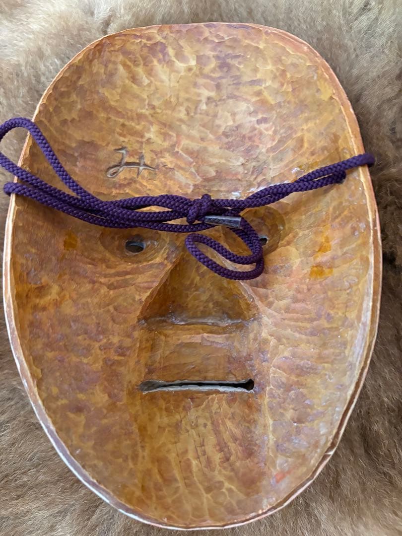 脳面 オレンジ色の木製 稀少品 Japan 骨董