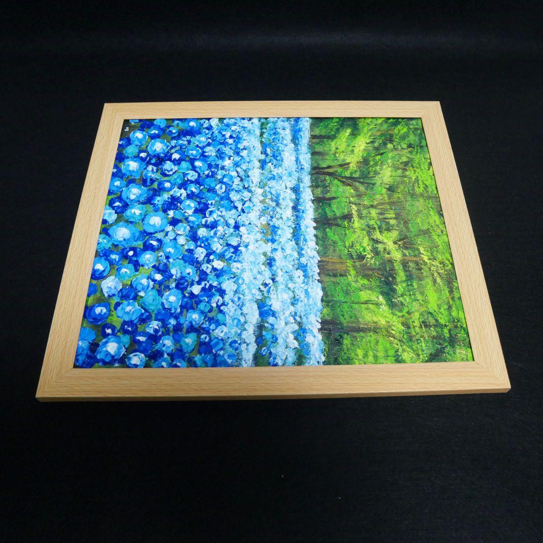 油絵 油彩 油彩画 絵 絵画 【青い花の森の中】