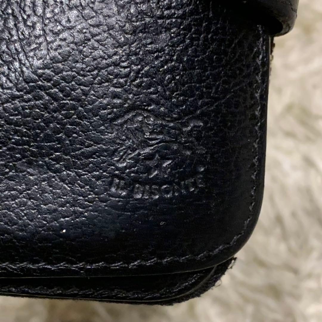 イルビゾンテ 二つ折り財布 手帳型 レザー ブラック ユニセックス