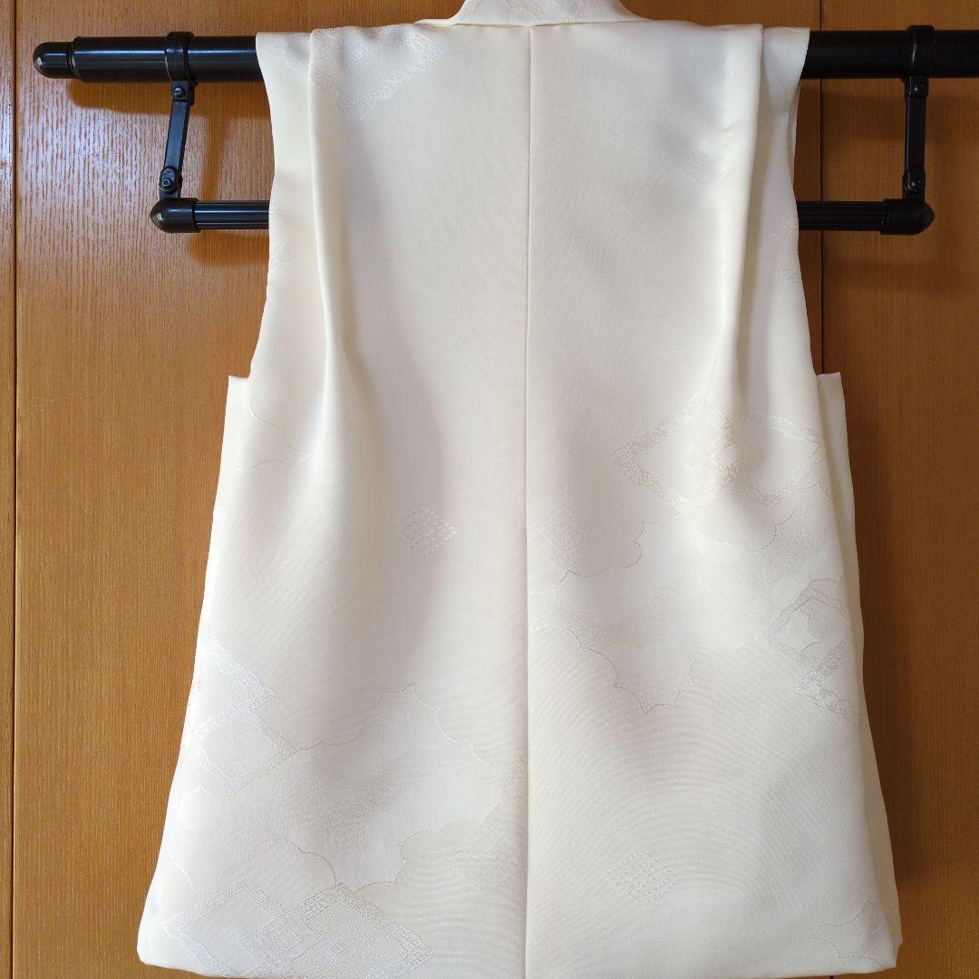七五三３歳正絹柄入り縮緬新品の被布（中綿無し）オフホワイト