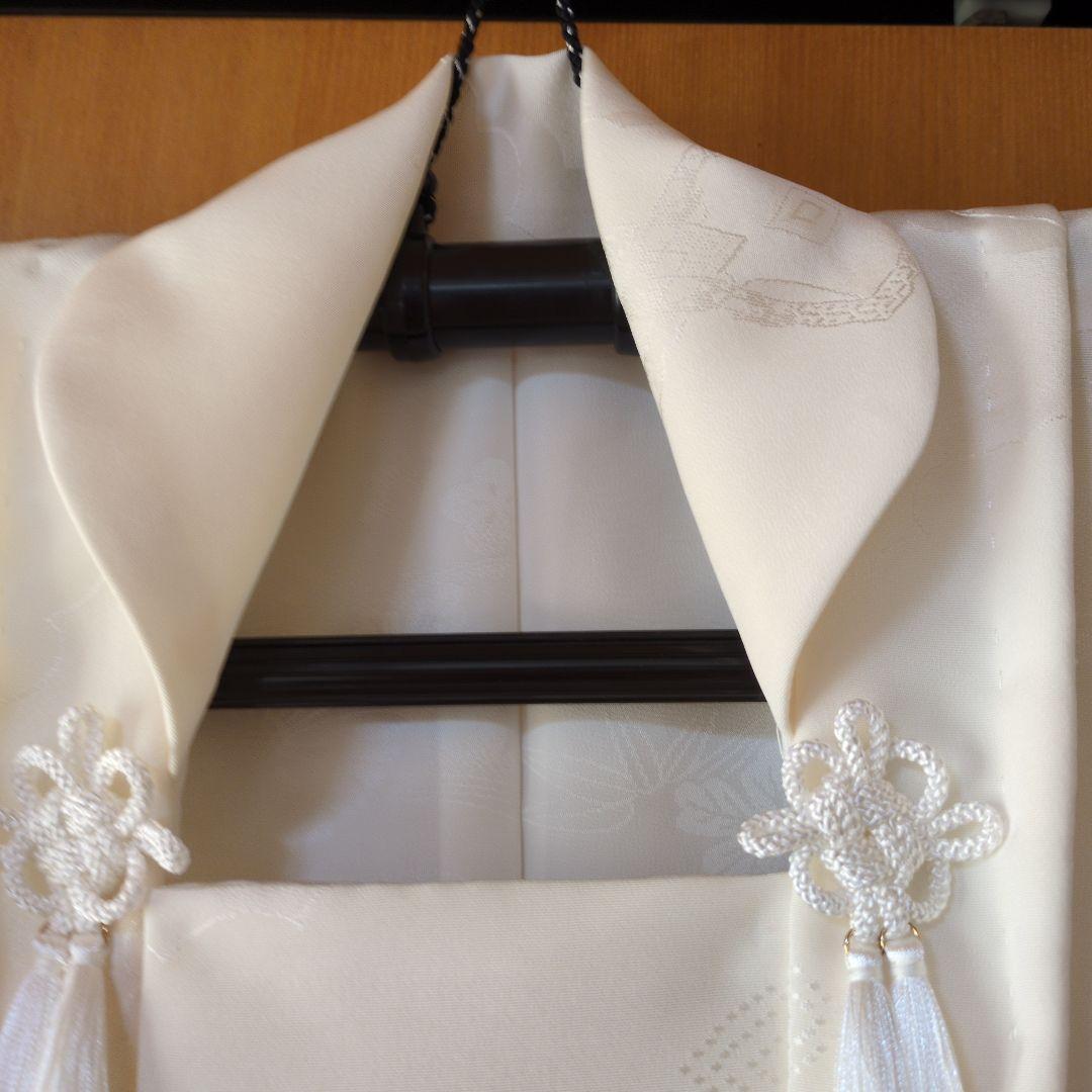 七五三３歳正絹柄入り縮緬新品の被布（中綿無し）オフホワイト