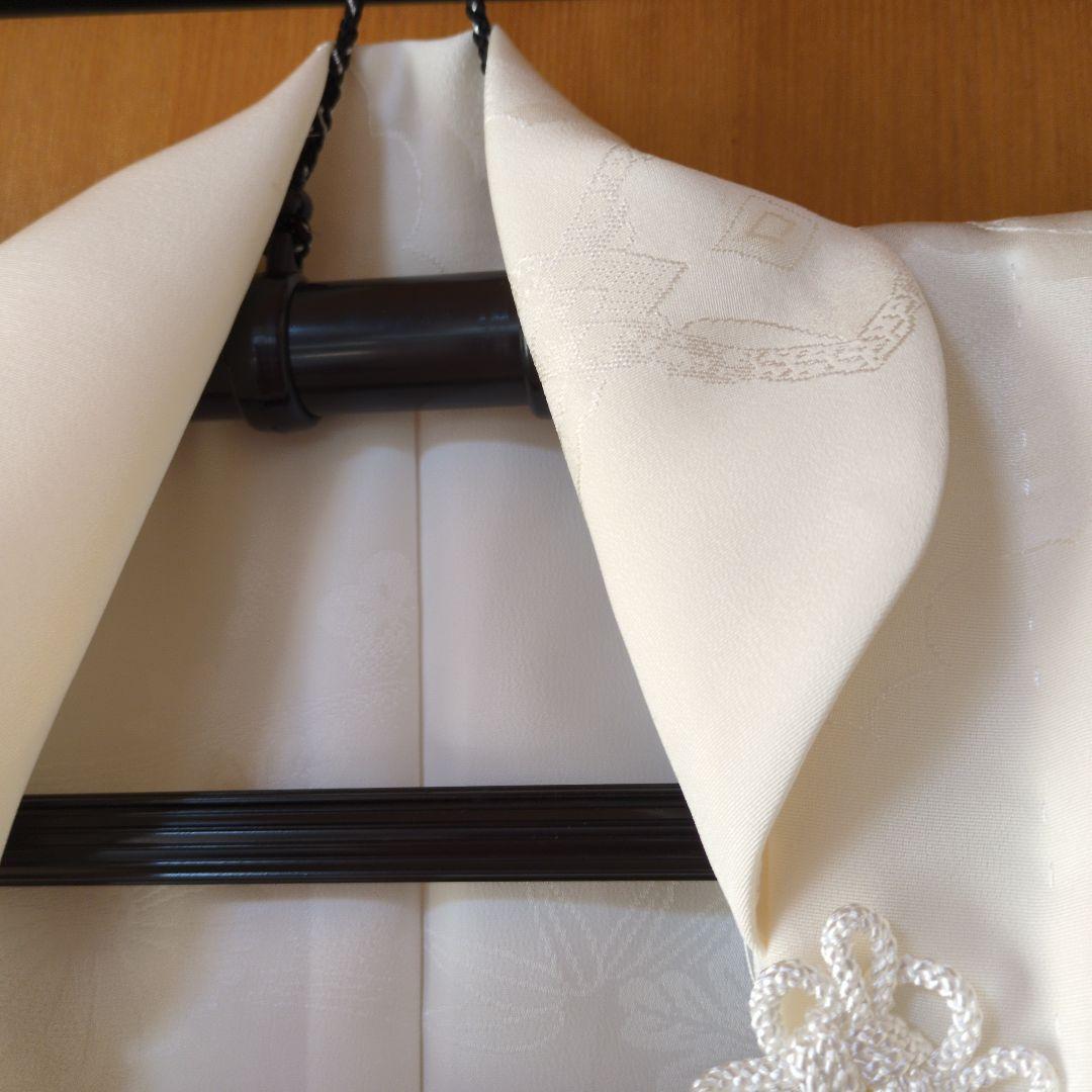 七五三３歳正絹柄入り縮緬新品の被布（中綿無し）オフホワイト