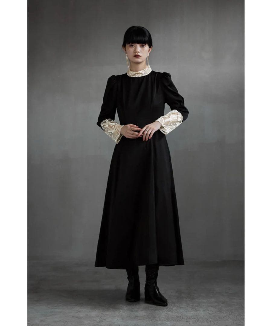 美品✨etoll バック刺繍フレアドレス　パーティー　オケージョン　結婚式　M