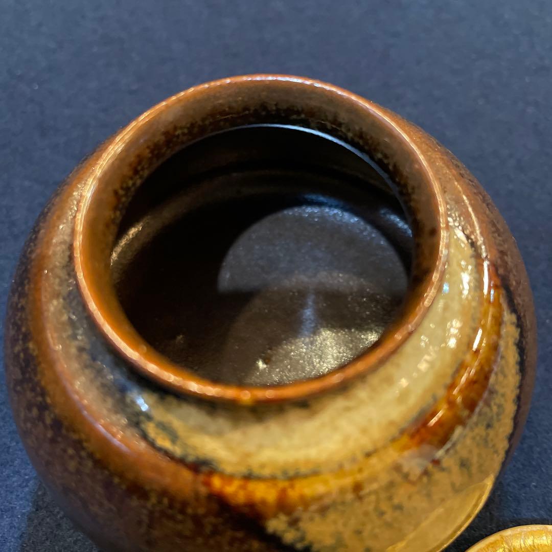 「遠州七窯」の一つでもある『膳所焼』で『陽炎園(窯)』の【大海茶入】共箱　茶道具