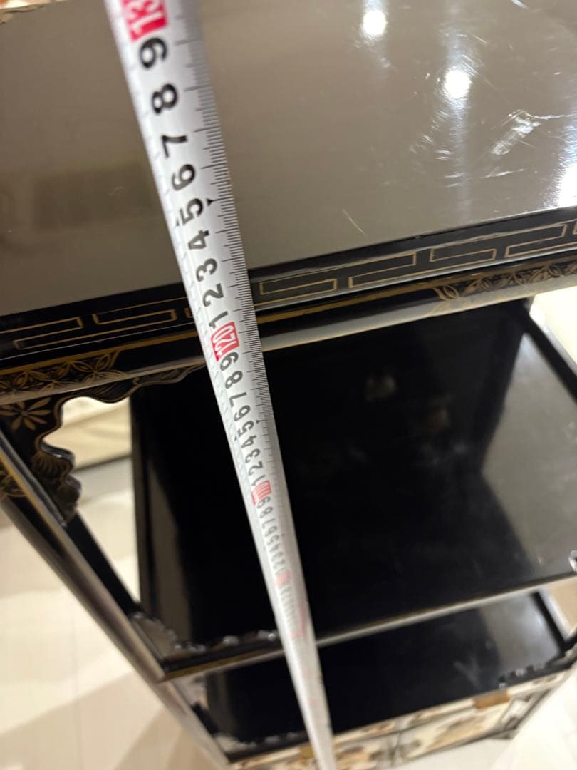 飾り棚 和製ビンテージ 花梨 カリン材 螺鈿 ラデン 象嵌 美しい 茶棚