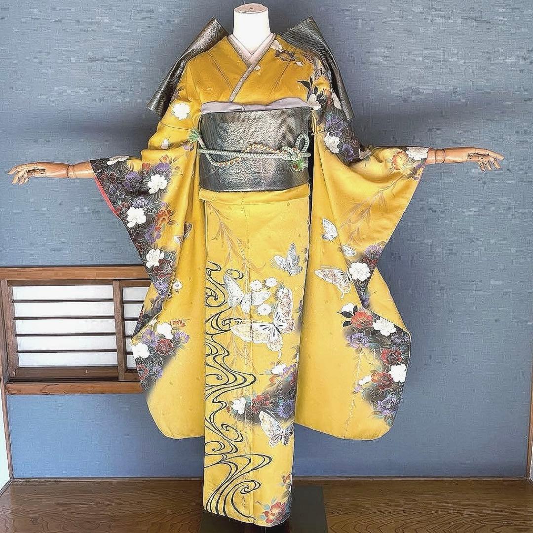 振袖フルセット 高身長 手描き友禅 成人式振袖 振袖 裄丈68 バタフライ