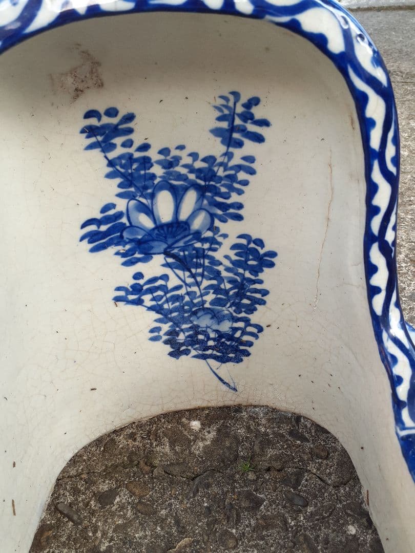 希少 古伊万里 染付 和式便器 蛸唐草 アンティーク 骨董 ディスプレイ