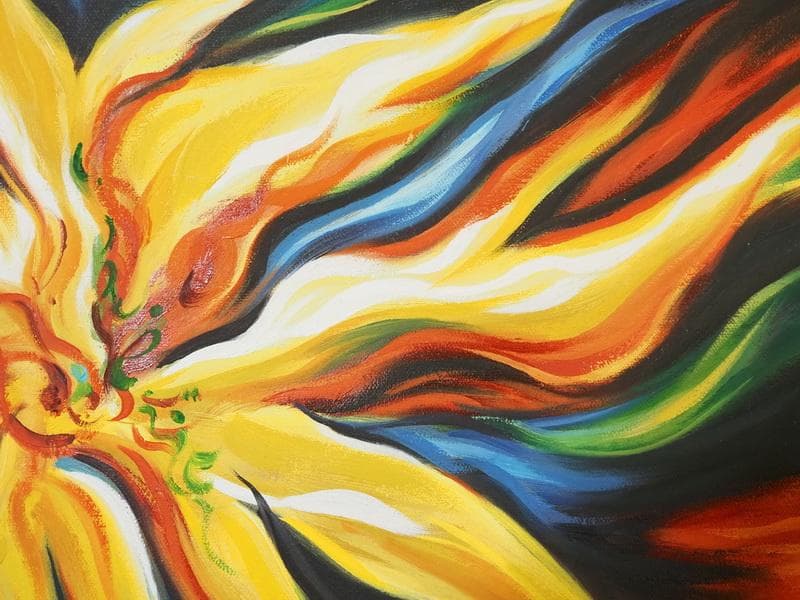 油絵　静物画　岡本太郎　ドラマ　F６号　額付き　手描き　肉筆