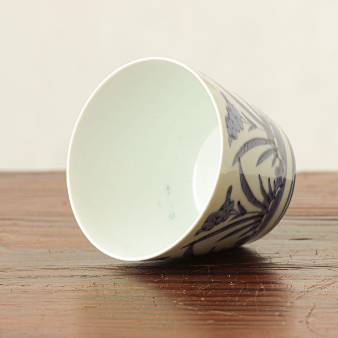 古伊万里 伊万里 江戸 中期 花文様 菖蒲 水仙 大きな!! 蕎麦猪口 染付